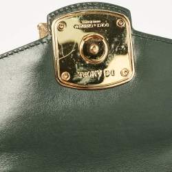 Dolce & Gabbana Green Lizard Embossed Leather Mini DG Amore Top Handle Bag