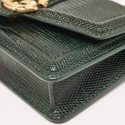 Dolce & Gabbana Green Lizard Embossed Leather Mini DG Amore Top Handle Bag