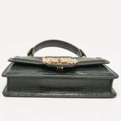 Dolce & Gabbana Green Lizard Embossed Leather Mini DG Amore Top Handle Bag