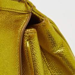 مملوكة مسبقًا Dolce & Gabbana Metallic Green Leather Small Miss Sicily Top Handle Bag