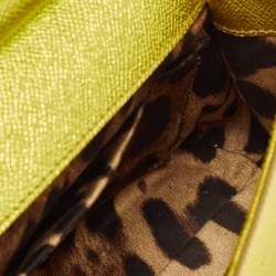 مملوكة مسبقًا Dolce & Gabbana Metallic Green Leather Small Miss Sicily Top Handle Bag