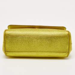 مملوكة مسبقًا Dolce & Gabbana Metallic Green Leather Small Miss Sicily Top Handle Bag