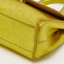 مملوكة مسبقًا Dolce & Gabbana Metallic Green Leather Small Miss Sicily Top Handle Bag