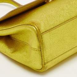 مملوكة مسبقًا Dolce & Gabbana Metallic Green Leather Small Miss Sicily Top Handle Bag