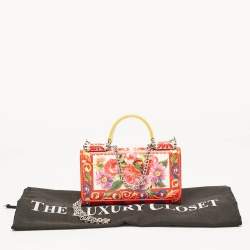 Pre Owned Dolce & Gabbana Multicolor Printed Leather Miss Sicily Von Wallet on chain