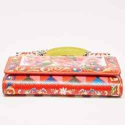 Pre Owned Dolce & Gabbana Multicolor Printed Leather Miss Sicily Von Wallet on chain