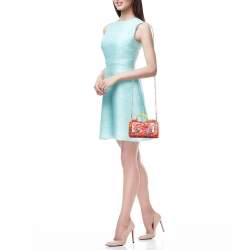 Pre Owned Dolce & Gabbana Multicolor Printed Leather Miss Sicily Von Wallet on chain