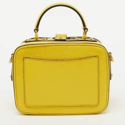 Dolce & Gabbana Yellow Leather Rosaria Box Top Handle Bag 