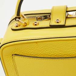 Dolce & Gabbana Yellow Leather Rosaria Box Top Handle Bag 