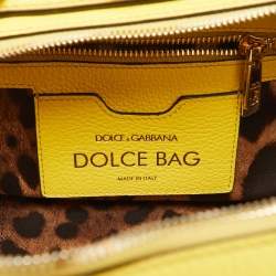 Dolce & Gabbana Yellow Leather Rosaria Box Top Handle Bag 