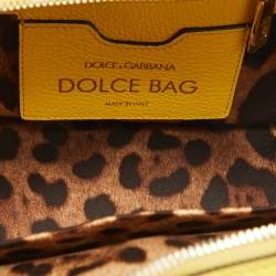 Dolce & Gabbana Yellow Leather Rosaria Box Top Handle Bag 