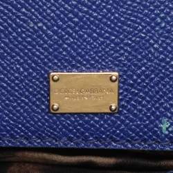 Pre Owned Dolce & Gabbana Blue Leather Medium Miss Sicily Top Handle Bag