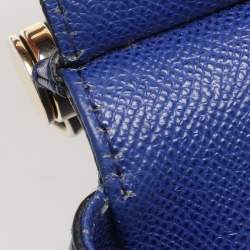 Pre Owned Dolce & Gabbana Blue Leather Medium Miss Sicily Top Handle Bag