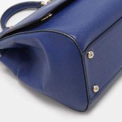 Pre Owned Dolce & Gabbana Blue Leather Medium Miss Sicily Top Handle Bag