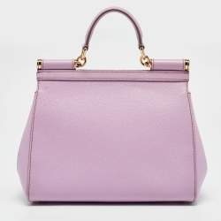 Pre Owned Dolce & Gabbana Lilac Leather Medium Miss Sicily Top Handle Bag