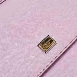 Pre Owned Dolce & Gabbana Lilac Leather Medium Miss Sicily Top Handle Bag