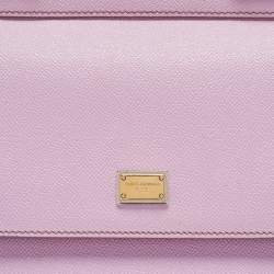 Pre Owned Dolce & Gabbana Lilac Leather Medium Miss Sicily Top Handle Bag
