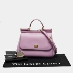 Pre Owned Dolce & Gabbana Lilac Leather Medium Miss Sicily Top Handle Bag
