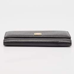Pre Owned Dolce & Gabbana Black Leather Flap Continental Wallet