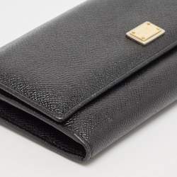 Pre Owned Dolce & Gabbana Black Leather Flap Continental Wallet