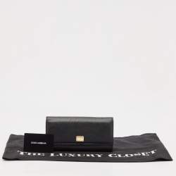Pre Owned Dolce & Gabbana Black Leather Flap Continental Wallet