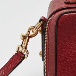 Pre Owned Dolce & Gabbana Red Leather Rosaria Box Top Handle Bag