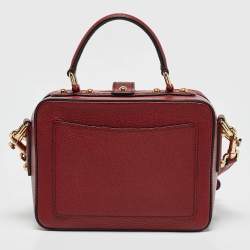 Pre Owned Dolce & Gabbana Red Leather Rosaria Box Top Handle Bag
