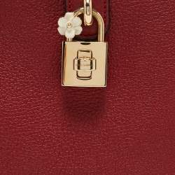 Pre Owned Dolce & Gabbana Red Leather Rosaria Box Top Handle Bag