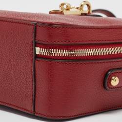 Pre Owned Dolce & Gabbana Red Leather Rosaria Box Top Handle Bag