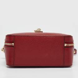 Pre Owned Dolce & Gabbana Red Leather Rosaria Box Top Handle Bag