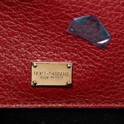 Pre Owned Dolce & Gabbana Red Leather Rosaria Box Top Handle Bag