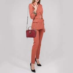 Pre Owned Dolce & Gabbana Red Leather Rosaria Box Top Handle Bag