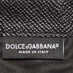 Pre Owned Dolce & Gabbana Black Lizard Embossed Leather DG Crystals Zip Continental Wallet