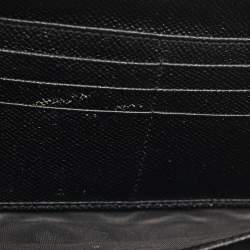 Pre Owned Dolce & Gabbana Black Lizard Embossed Leather DG Crystals Zip Continental Wallet