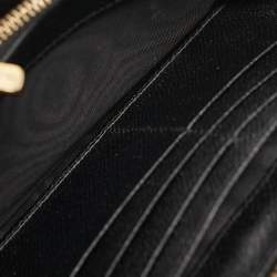 Pre Owned Dolce & Gabbana Black Lizard Embossed Leather DG Crystals Zip Continental Wallet