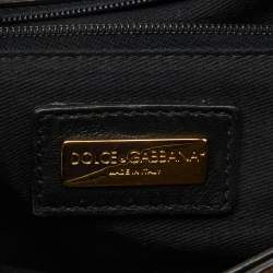 Pre Owned Dolce & Gabbana Brown Karung Leather Leopard Print Large Miss Sicily Top Handle Bag