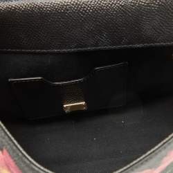 Pre Owned Dolce & Gabbana Black Leather Floral Small Miss Sicily Top Handle Bag
