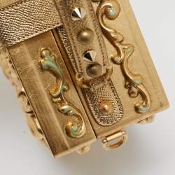 Dolce & Gabbana Gold Acrylic and Wood Leaf Dolce Box Bag