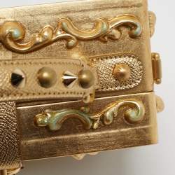 Dolce & Gabbana Gold Acrylic and Wood Leaf Dolce Box Bag