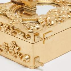 Dolce & Gabbana Gold Acrylic and Wood Leaf Dolce Box Bag
