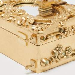 Dolce & Gabbana Gold Acrylic and Wood Leaf Dolce Box Bag