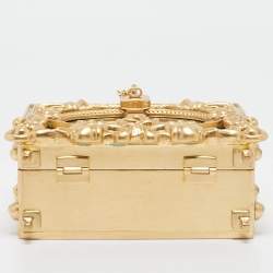 Dolce & Gabbana Gold Acrylic and Wood Leaf Dolce Box Bag