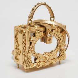 Dolce & Gabbana Gold Acrylic and Wood Leaf Dolce Box Bag