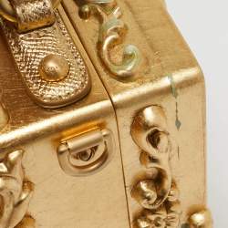 Dolce & Gabbana Gold Acrylic and Wood Leaf Dolce Box Bag