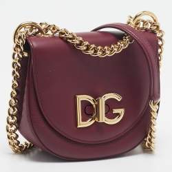 Pre Owned Dolce & Gabbana Burgundy Leather Wifi Shoulder Bag