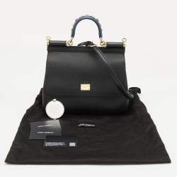 Pre Owned Dolce & Gabbana Black Leather Medium Miss Sicily Top Handle Bag
