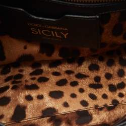 Pre Owned Dolce & Gabbana Black Leather Medium Miss Sicily Top Handle Bag