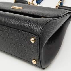 Pre Owned Dolce & Gabbana Black Leather Medium Miss Sicily Top Handle Bag
