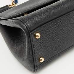 Pre Owned Dolce & Gabbana Black Leather Medium Miss Sicily Top Handle Bag