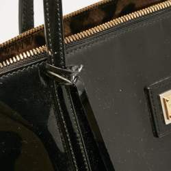 Pre Owned Dolce & Gabbana Black Patent Leather Miss Escape Zip Tote
